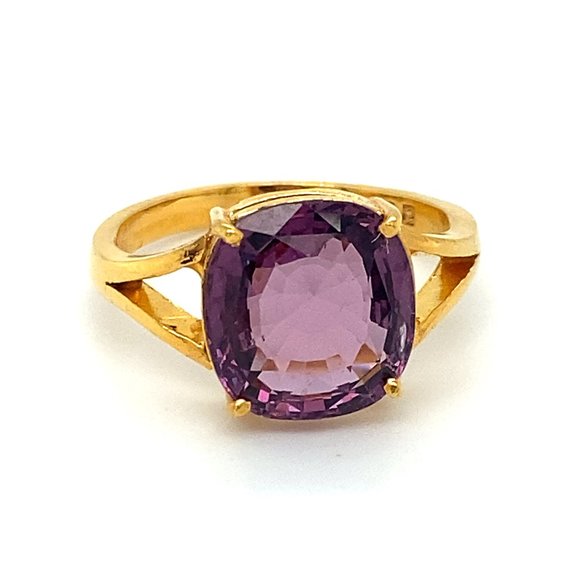 Certified Spinel 6.15ct Solid 22K Yellow Gold Ring - Picture 1 of 8